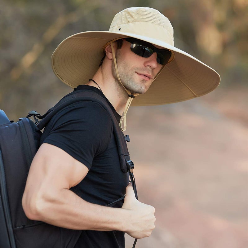 Leotruny Super Wide Brim Bucket Hat UPF50+ Waterproof Sun Hat for Fishing Hiking Camping (C03-Khaki) - Image 2